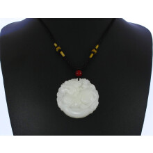 Afghan White Jade Pixiu Pendant Necklace 2 Inch with Detailed Carving for Wealth and Elegance