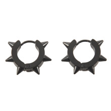 Schmuck Herren-Ohrringe, Punker Spitze Zacken Creolen Edelstahl Biker Rockabilly Stil Gestuet Ohrstecker, Schwarz