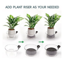 Deep Plant Saucer, Bottom Watering Tray with Height-Adjustable Planter Riser for Indoor Plants, Plant Water Catcher Tray