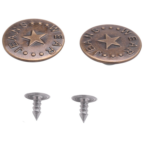 10 Pcs Star Prints Denim Jacket Jeans Metal Tack Button Bronze Tone 1