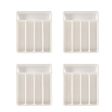 4X New Kitchen Drawer Organizer Tray Spoon Cutlery Separation Finishing Storage Box Cutlery Kitchen Storage White