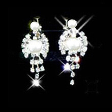 Women's Jewelry Set Bridal Wedding Bow Tassel Pearls Crystal Rhinestone Necklace Earrings
