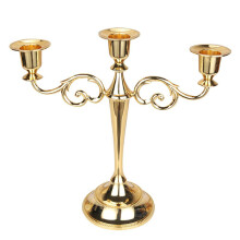 3-Candle Metal Candelabra Tall Candle Holder Wedding Event Candelabra Candle Stand (gold)