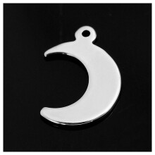 30PCs Gift Silver Tone Stainless Steel Moon Charm Pendants 16mmx12mm