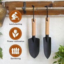 3PCS Garden Trowel Set for Gardening & Camping with Wooden Handle Hand Trowel for Weeding Essential Tool for Beginners