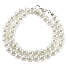 Donne catenaccio tondo perla di Faux Linked collana bianca