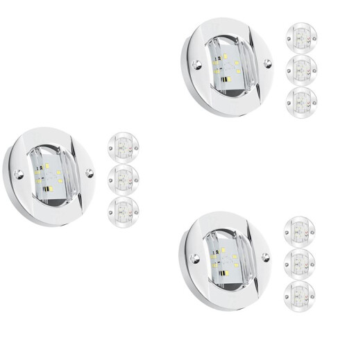 12 Peças Luzes Interiores para Barcos Marinhos, Luz de Cortesia de Convés de  de LED de 3 Polegadas 3 Polegadas Redonda Branca 6 LED Luz de