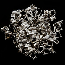 50 pcs Findings Bail Connector Bale Pinch Clasp Pendants(Silver)