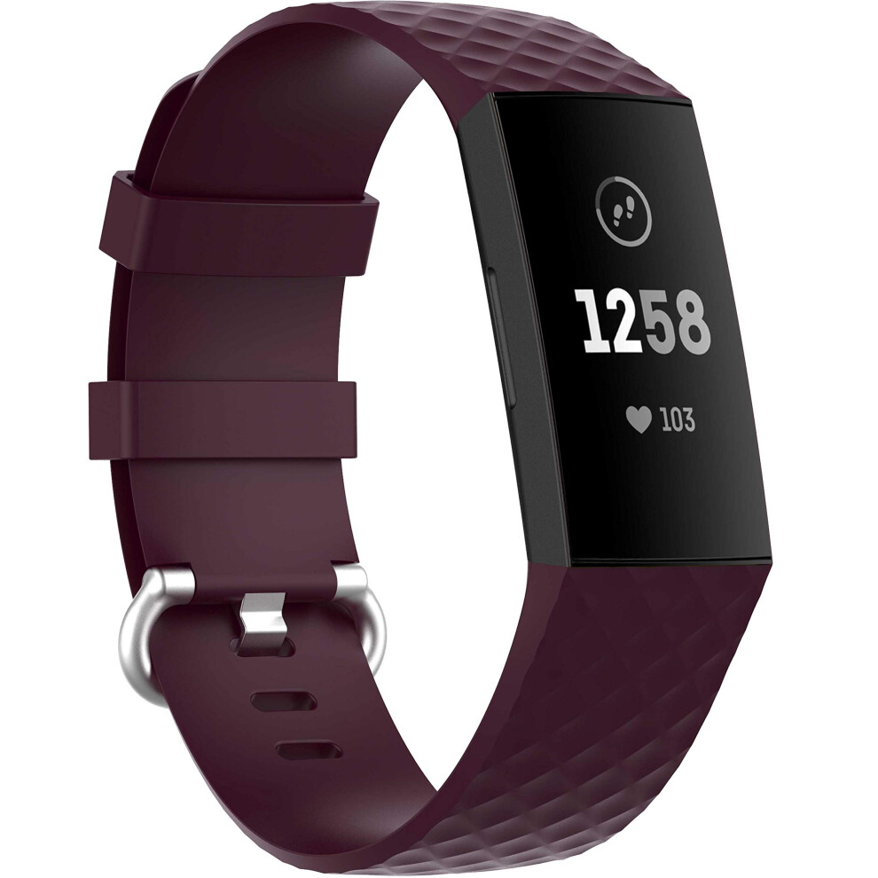 Waterproof Dark Band For Fitbit Charge 3 And 4, Secure Buckle, Small Wrist Strap Purple 9092120535747