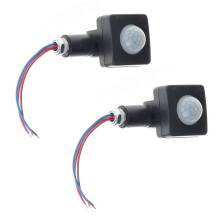 2X AC85-265V IP65 Bewegingssensor Verstelbare PIR-Schakelaar Ultradunne LED-Licht PIR Buiten Bewegingssensor Detector, 10mm Zwart