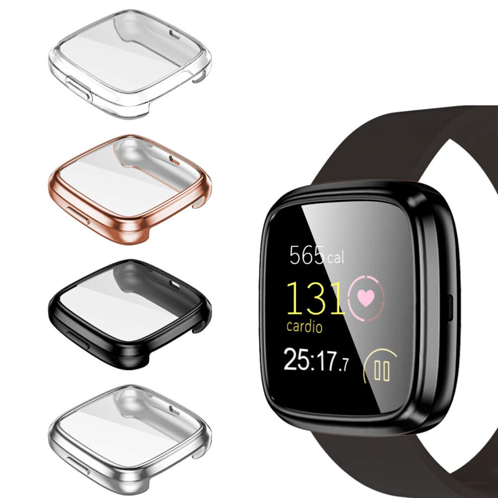 Case With Screen Protector 4 Pack, Full Coverage Tpu Bumper, 4 Color Options For Fitbit Versa 2 9455672035491