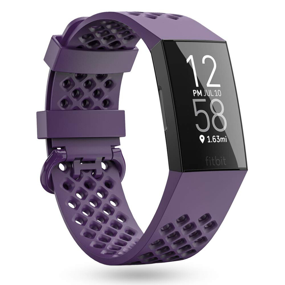 Large Breathable Waterproof Sport Strap Compatible With Fitbit Charge 4 And Charge 3 Purple 9092120535525
