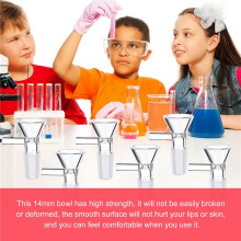 14mm Bowl - Clear Glass Funnel, 6 Pcs Scientific Small Glass Funnel with Cleaning Brush
