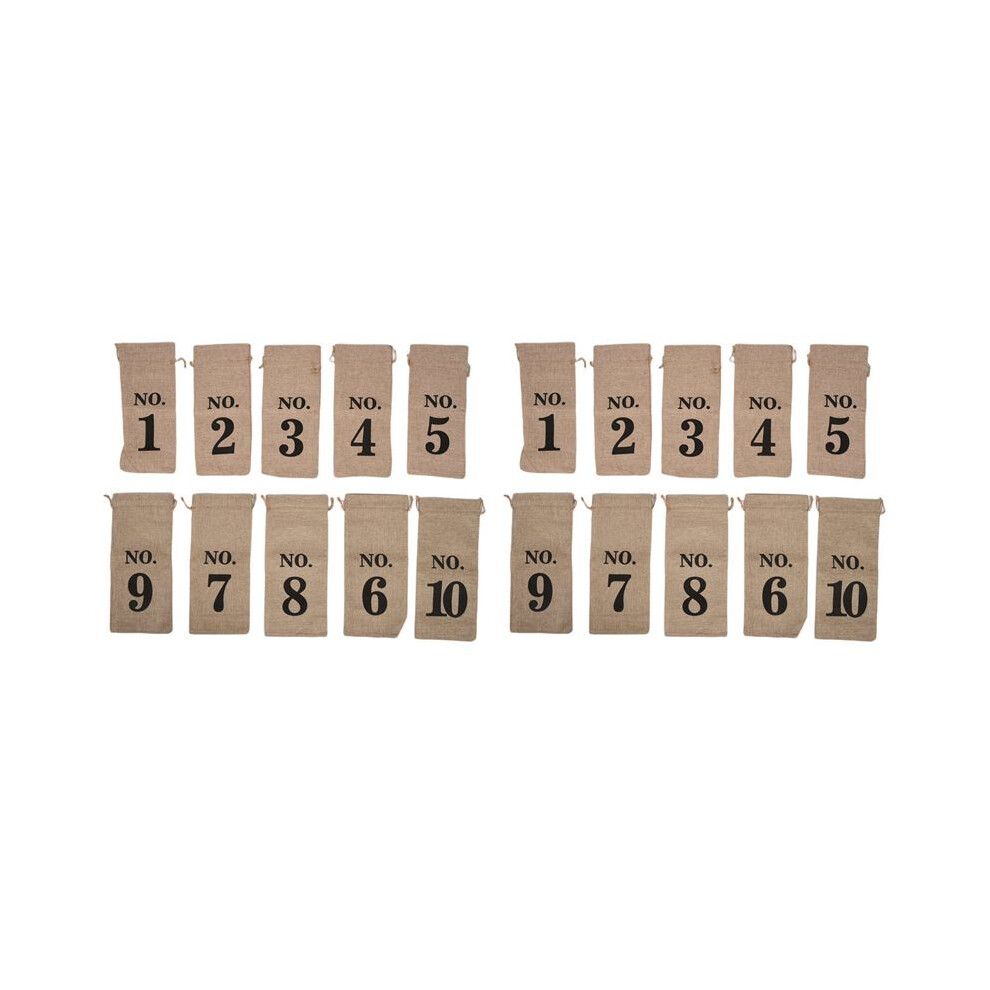 Semoic 20Pcs Jute Wine Bags, 14 X 6 1/4 Inches Hessian Numbered Wine Bottle Gift Bags With Drawstring For Blind Wine Tasting