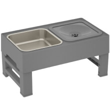 Adjustable Height Cat Feeder Stand - Folding Stainless Steel Pet Bowl Table with Non-Slip Design C