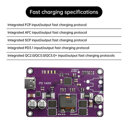 PD3.1 140W Snellaadmodule 5S Lithiumbatterijlader-Ontlaadmodule Type C-Interface Ondersteunt QC3.0 2.0 AFC FCP 2