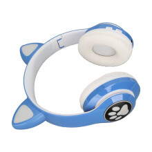 Kids Bluetooth Headphones LX-B39C Glowing Cat Ear Wired Wireless 40mm Blue