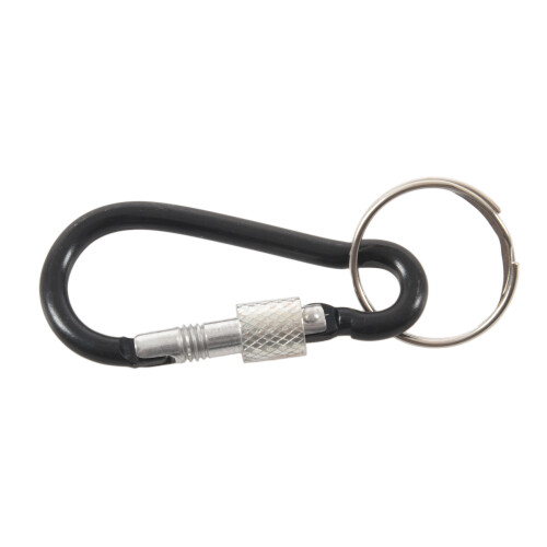 6 cm Long Black Aluminum Alloy Screw Locking Split Ring Keyring Carabiner Hook 2