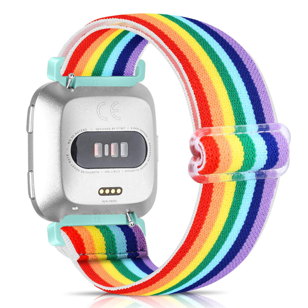 Replacement Band For Fitbit Versa Handmade Elastic Rainbow Strap For Versa Lite, Comfortable Fit 9092120537109