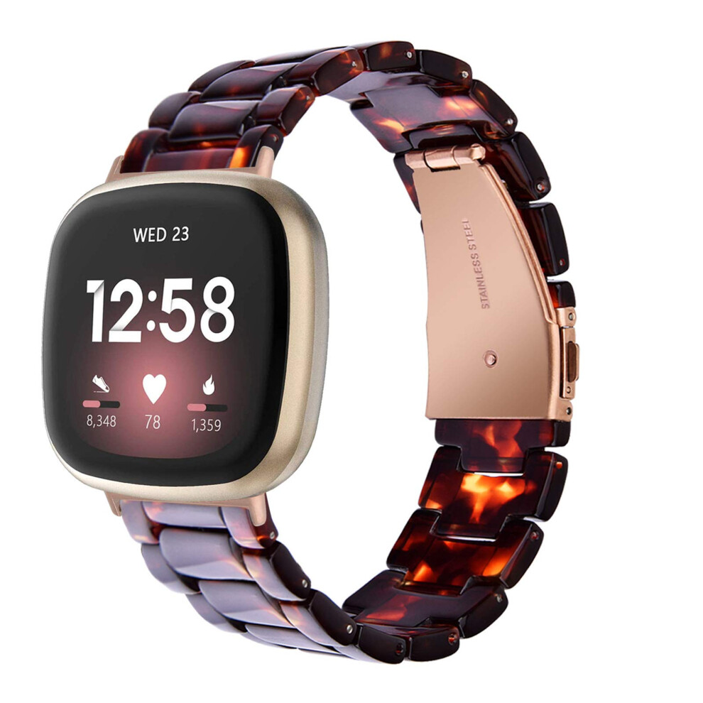 Band For Fitbit Versa 3 And Strap For Fitbit Sense, Tortoise Resin, Lightweight Comfort With Metal Buckle 9092120537192