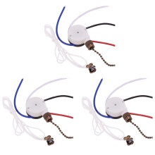 3X Plafondventilatorschakelaarset 3 Snelheden 4 Draden, Ventilatorschakelaar Ritssnelheidsschakelaar, ZE-208S Trekdraadschakelaar met Touw Brons