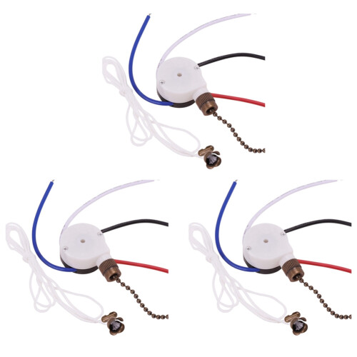 3X Ceiling Fan  Kit 3 Speed 4 Wire, Fan Zipper Speed Control , ZE-208S Pull Wire  with Rope Bronze 1
