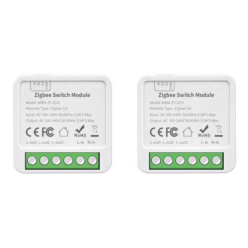 2X Tuya Zigbee 3 CH DIY   3-Way Control Light Relay  Life Wireless Remote Control Zigbee  Module
