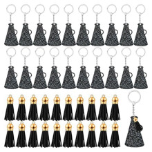 40 Llaveros AcríLicos de MegáFono de Porristas con Borla, Regalo para Equipo de Porristas (Negro Brillante)