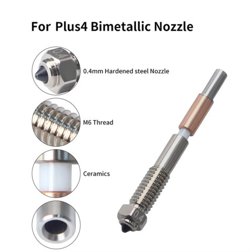 4Pcs for QIDI Plus4 Bimetal Nozzle Quick Removal Ceramic Insulation Integration 0.4mm Nozzles HighTemperature Resistance 1