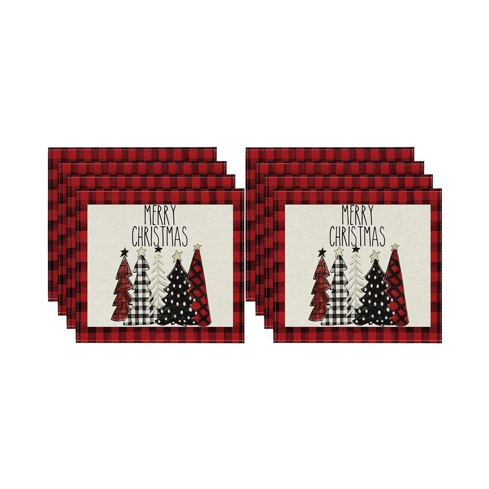 8Pcs Xmas Trees Snow Christmas Placemats Winter Table Mats For Kitchen Dining Decoration M 6032810430733