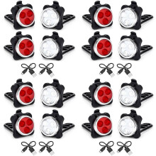 USB Rechargeable Bike Lights Set  Light (White Light) &Tail Light (LED Red Light) for Road Bicycle Accessories,8 Set