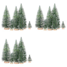 75PCS Miniature Artificial Christmas Trees 5 Sizes,with Wooden Base for Decoration DIY Party Decoration Crafts