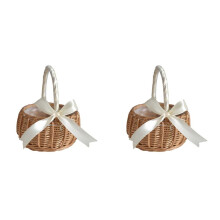2X Geweven Bloemenmand Hualanzi Rieten Mand Snoep Geschenkmand 15cm