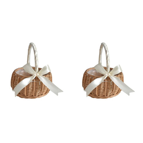 2X Vävd Blomkorg Hualanzi Flätad  Godispresentkorg 15 cm 1