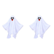 2X Spookkostuum voor Kinderen Witte Spookmantel Cosplay-Outfits Rollenspelbenodigdheden voor Jongens en Meisjes Halloween-Kostuum voor Griezelige