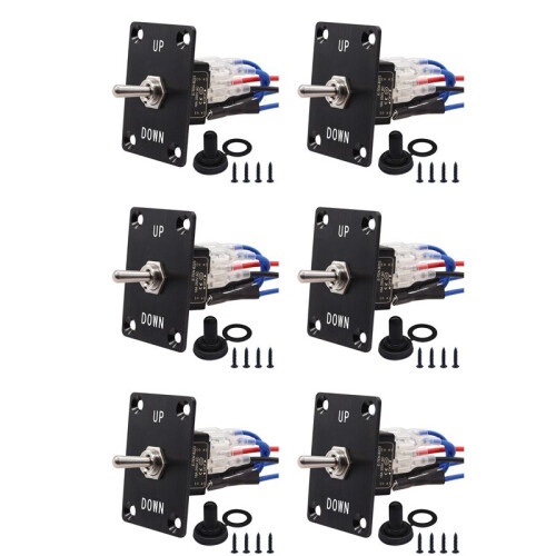 6X Rocker Toggle Switches Momentary 6 Pin 3 Position ()-Off-()/Down Polarity Reverse  with Panel