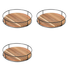3X Non-Skid Wood Turntable Organizer for Cabinet, Pantry, Kitchen Countertop, Refrigerator, Spice Rack, Carbonized Black