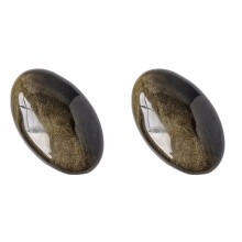 2X Natural Crystal Gem Golden Obsidian Stone Thumb Toy Hot Compress Crafts Healing Health Family Gemstone