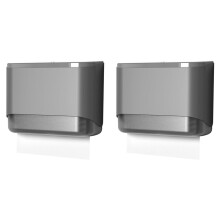 2X Distributore di Asciugamani di Carta Adesivo da Parete Multipiegato Tripiegato Distributore di Asciugamani di Carta Commerciale per Bagno Grigio