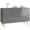 Homcom HOMCOM Storage Cabinet, Sideboard with Adjustable Shelves, High Gloss Grey 2