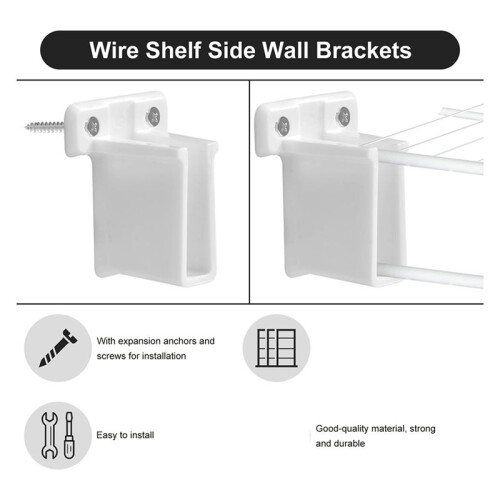12pcs Wire Shelf End Brackets, Heavy Duty Closet Shelves Brackets Wall Mount Brackets Wire Shelf Corner Support Bracket 1