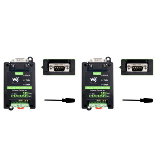 2X Waveshare RS232 to RS485/422 Active Digital Isolated Multi-Functional Convenient and Male Interface Serial Converter