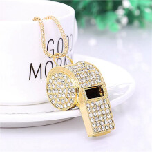 5X Whistle, Metal Crystal Rhinestone Whistle, Shining Whistle with Keychain for Referees, Coaches, Teachers