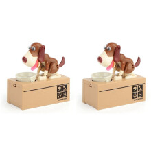 2X Cute Dog Coin Piggy Bank-an Ideal Christmasgift for Children, Encouraging Saving with Interesting Mechanical Exercise