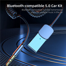 Adaptador Auxiliar  5.0 para Coche, Receptor Inalámbrico USB A Conector de 3,5 mm, Audio, Música, Micrófono, Manos Libres, Altavoz y