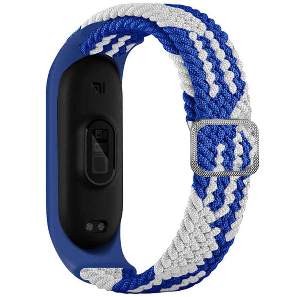 Braided Nylon Elastic Sport Loop Replacement Wristband For Xiaomi Mi Band 7 6 5 Blue And White Blue,White 9092120538021