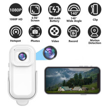 HD 1080p WiFi Camera Pocket Sports Recorder Outdoor Sports & Home Security Camcorder White