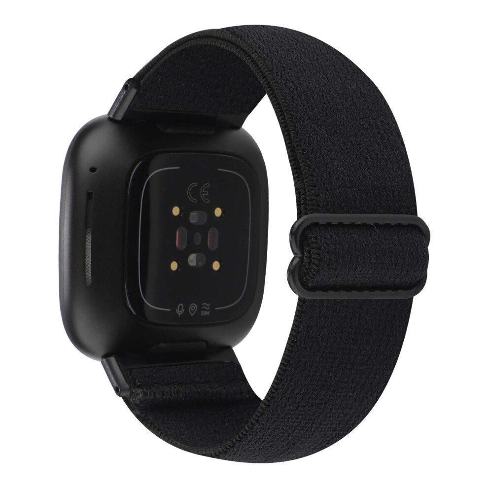 Adjustable Elastic Nylon Sport Strap Breathable For Fitbit Versa 3 And Fitbit Sense Band Black 9455672038416