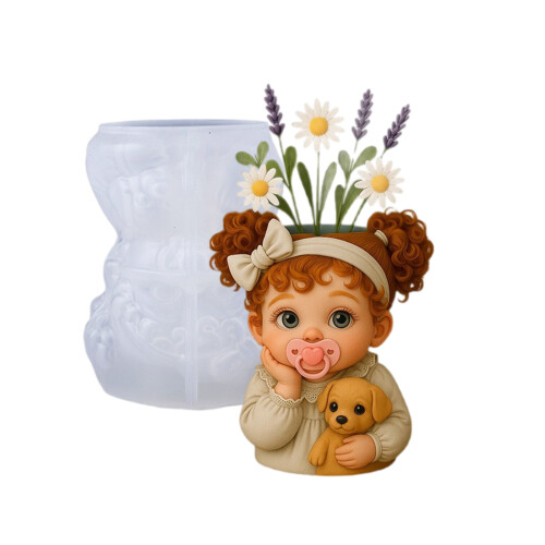 Charming Dog Shaped Silicone Dog Planter Mold Suitable For