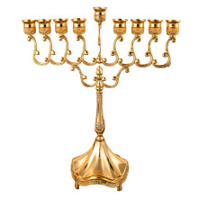 Traditionelle klassische Chanukka-Menora-Kerzenhalter,-Gold
